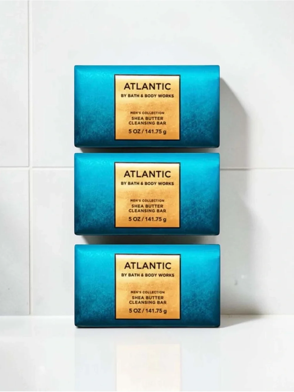 Bath & Body Works Atlantic Men’s Shea Butter Cleansing Bar Soap Set of 3pk New